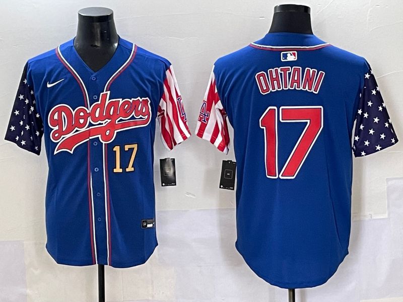 Men 2025 Los Angeles Dodgers #17 Ohtani Blue a generation of national flags Joint Name Nike MLB Jersey style 7